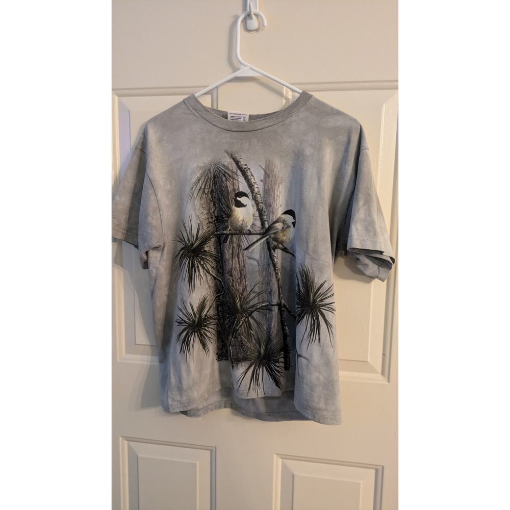 Vintage Yellowstone Park Blue/Gray Chickadee Tshirt Medium, Birds, Nature